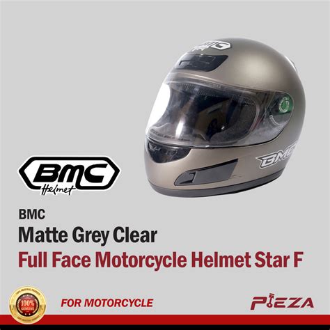 BMC Full Face Motorcycle Helmets Star F Matte Grey Clear - Pieza Automotive PH