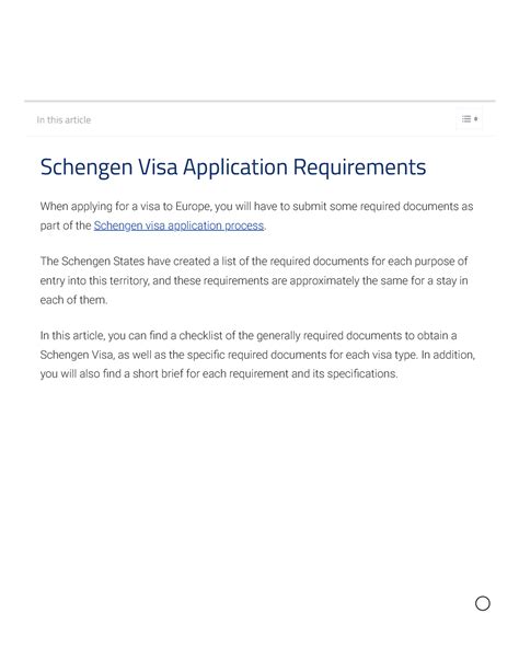 Schengen Visa Requirements - Documents Required to Obtain a Visa to