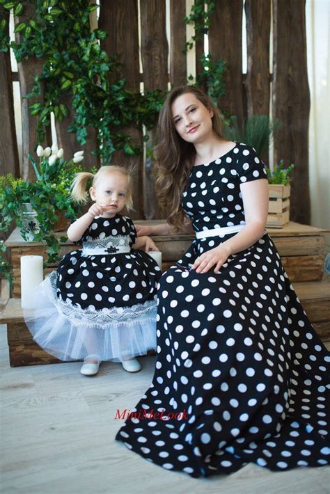 Polka Dot Maxi Dresses Mother Daughter Matching Dresses Mommy And Me