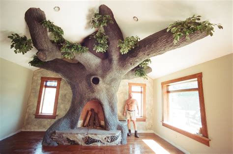 Custom Oak Tree Rumford Fireplace by John Hopson Design | CustomMade.com