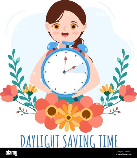 Daylight Savings Time Hand Drawn Flat Cartoon Illustration With Alarm Clock Or Calendar From