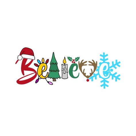 Christmas Believe Word Art SVG Cut File Vector Designs