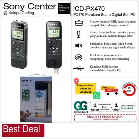 Jual SONY ICD PX470 Perekam Suara Digital Seri PX Sony Voice Recorder