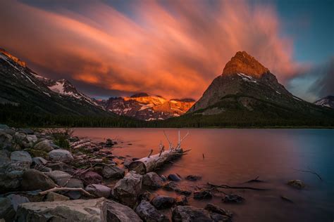 Mount Grinnell And Swiftcurrent Lake Sunrise By Jordan Edgcomb Montana