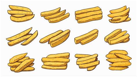 Hand Drawn Potatoes And French Fries Flat Vector Illustration Premium