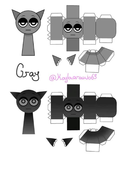 Papercraft Sprunki Gray Paper Dolls Paper Crafts Paper Doll Template