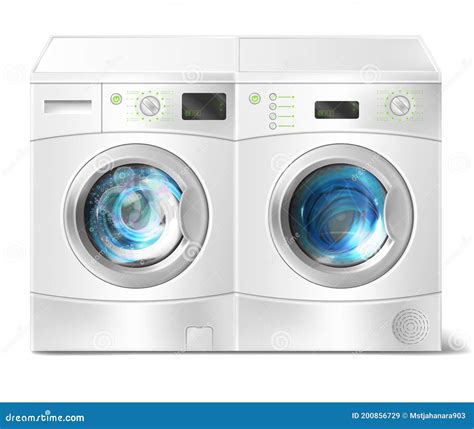 Vector Washer And Dryer With Laundry Inside Stock Illustration