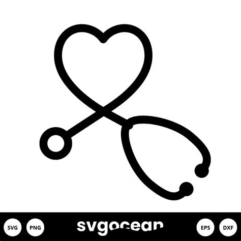 Heart Stethoscope Svg Vector For Instant Download Svg Ocean — Svgocean