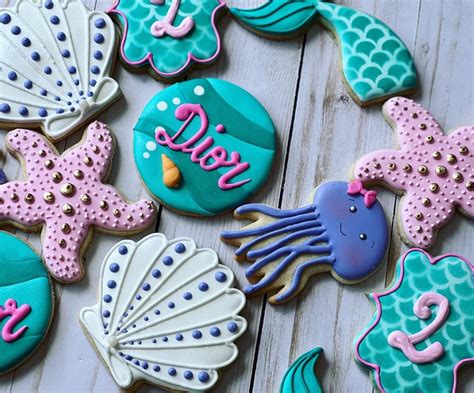 Mermaid theme Cookies | Mermaid cookies, Royal iced cookies ...