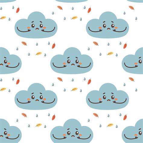 Seamless pattern sad cloud crying, rain, vector 33692830 Vector Art at ...