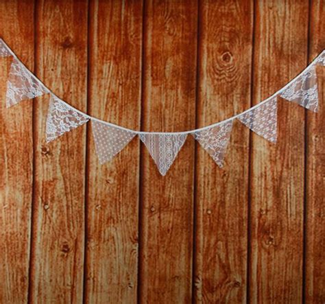 Driehoek Vlaggen Jute Bloemen Kant Banner Diy B Grandado