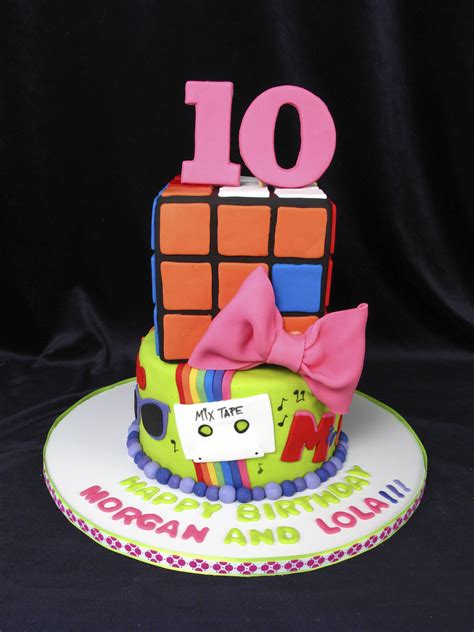 Fun Th Birthday Cake Rubix Cube Bows Mix Tape Rainbow Fun Colors