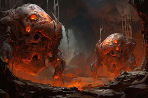 Premium Ai Image Ferocious Lava Golems Born From Volcanic Eruptions