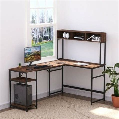 Executive Desks * | Homcom L-Shaped Home Office Desk With Large ...