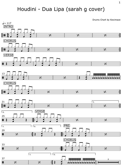 Houdini Dua Lipa Sarah G Cover Sheet Music For Drum Set