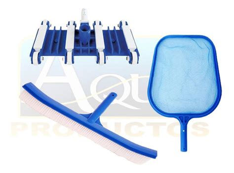 Kit De Limpieza Para Alberca Cepillo Pala Red Barredora AQUA