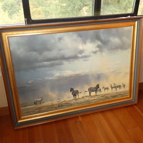 Lot 14 Professionally Framed Zebra Print Storm Over Amboseli By