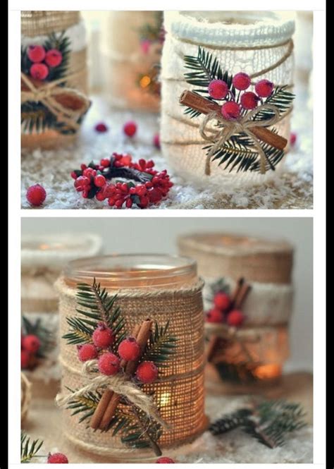 Some Jars With Christmas Decorations On Them