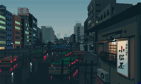 Lofi Anime Aesthetic Arte 8 Bits Ilustração De Paisagem