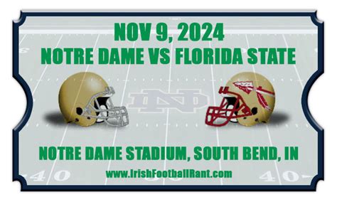 Notre Dame Fighting Irish Vs Florida State Seminoles Football Tickets