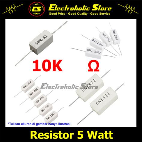 Jual Resistor 5W 10K Ohm Kapur 5 Watt 5Watt 10Kohm 10K R 10KR 10000 10