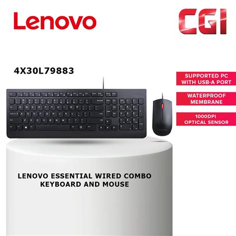 Lenovo Essential Wired Combo Keyboard And Mouse Us English P