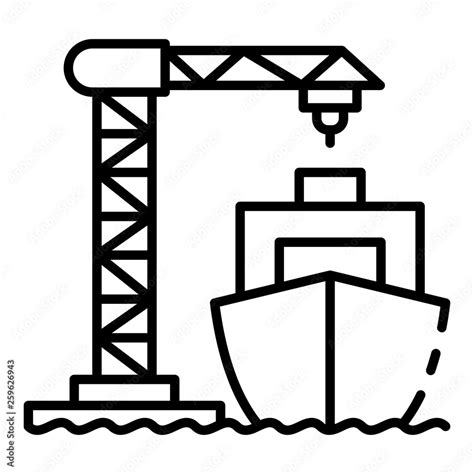 Ship Load Port Crane Icon Outline Ship Load Port Crane Vector Icon For