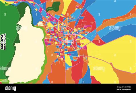 Colorful vector map of Masaya, Masaya, Nicaragua. Art Map template for ...