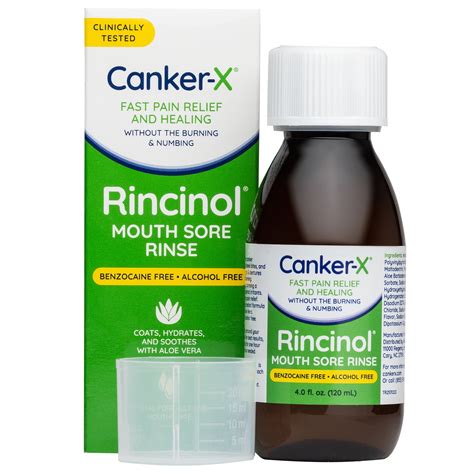 Canker X Rincinol Oral Rinse Quick Pain Relief Mouthwash For Canker