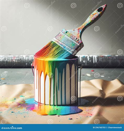 About To Paint the Wall with Rainbow Paint Stock Illustration ...