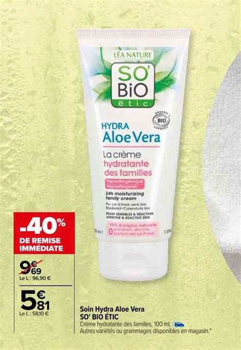 Promo Soin Hydra Aloe Vera So Bio Tic Chez Carrefour Icatalogue Fr