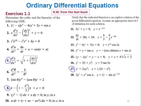 Solved Ordinary Differential Equations 20t E