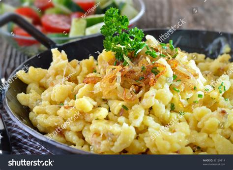 Southern German Cheese Noodles Spaetzle Serving Stock Photo 83169814