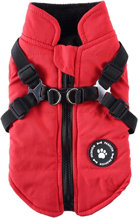 Padded Vest Dog Jacketwarm Zip Up Dog Vest Jacket With Harness Winter