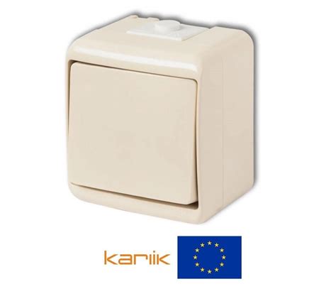 1-клавишный перекрестный выключатель IP54 Karlik 1WHE-6 Бежевый ...