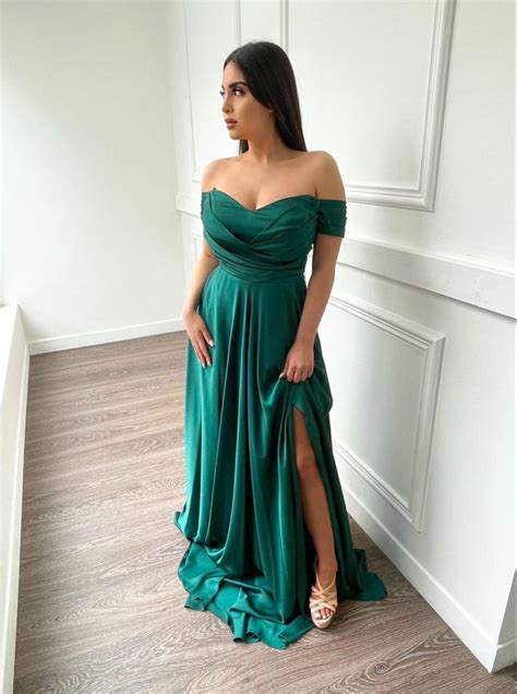 Green evening dress Elbise Nişan