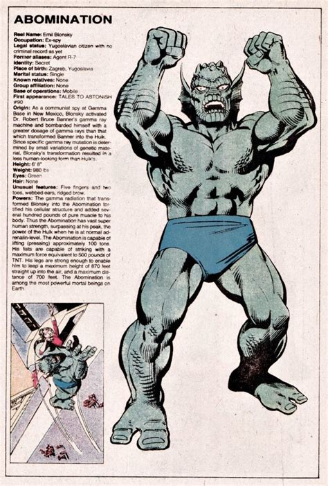 Abomination Marvel Comic Character Marvel Superheroes Comic Book Superheroes