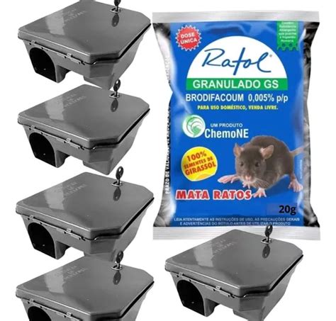 5 Un Porta Iscas Kit Armadilha Para Ratos 20un Isca Ratol