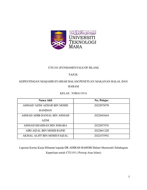 Ctu Assignment Ctu Fundamentals Of Islam Tajuk Kepentingan