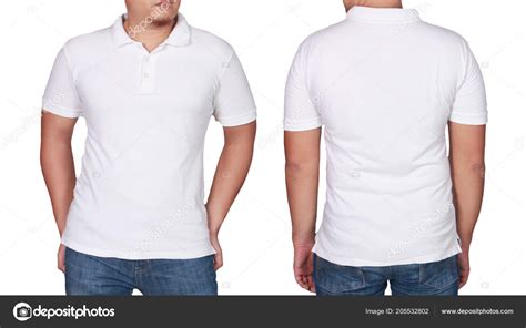 White Polo Shirt Mock Front Back View Isolated Male Model Stock Photo ...