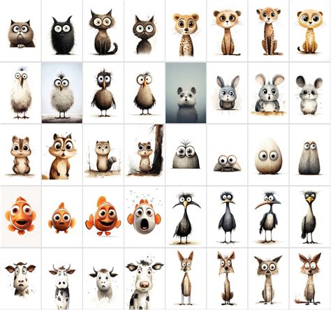 600 Scared & Funny Animals PNG Clipart Set, High-resolution Commercial ...