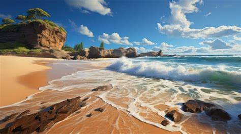 Premium AI Image | panoramic beach HD 8K wallpaper Stock Photographic Image