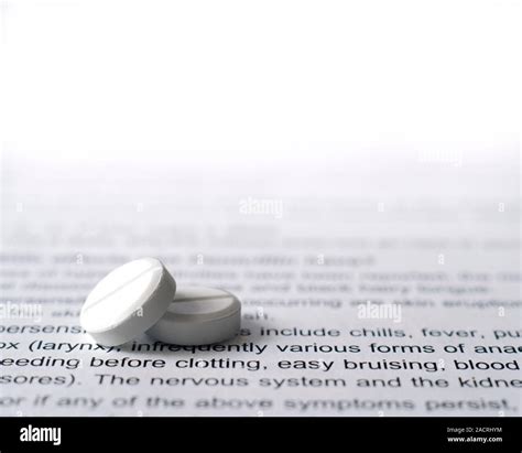 Penicillin tablets and side effects listed on information sheet Stock ...