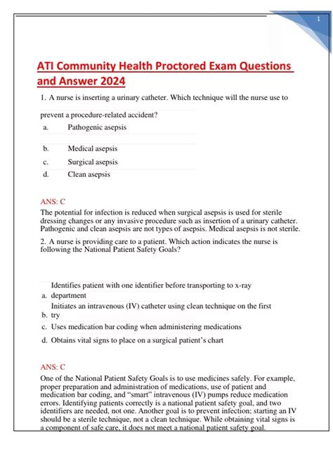 Ati Community Health Proctored Exam Questions And Answer 2024 Ati