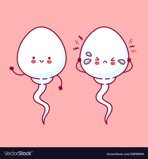 Cute sad sick and happy funny sperm cell Vector Image