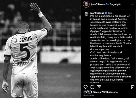 Juan Jesus Dichiarazioni Acerbi False Mi Ha Detto Sei Solo Un Ne Ro