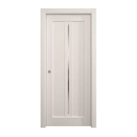 Sartodoors In X In Frosted Glass Painted White Oak Solid Wood