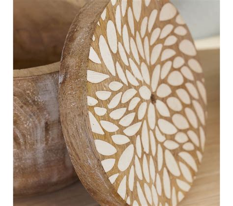 Lot De Bo Tes Rondes Mango Wood En Bois Beige X X Cm Porte