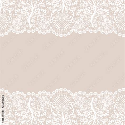 Horizontally seamless beige lace background with white lace borders ...