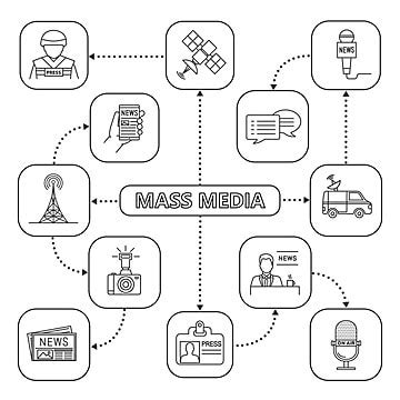 Mass Media Linear Icons Set Symbol Recorder News Vector Symbol